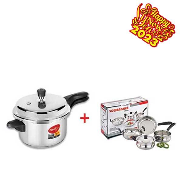 PIGEON S.S COOKER 3LTR SOWBAGHYA S.S 5PCS SET